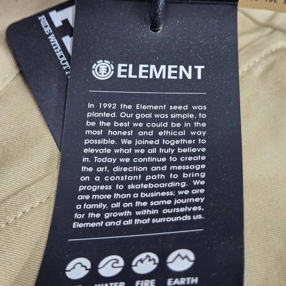 Element Men Shorts 34 Khaki Chino Twill M245TESW Sawyer WK Button 11